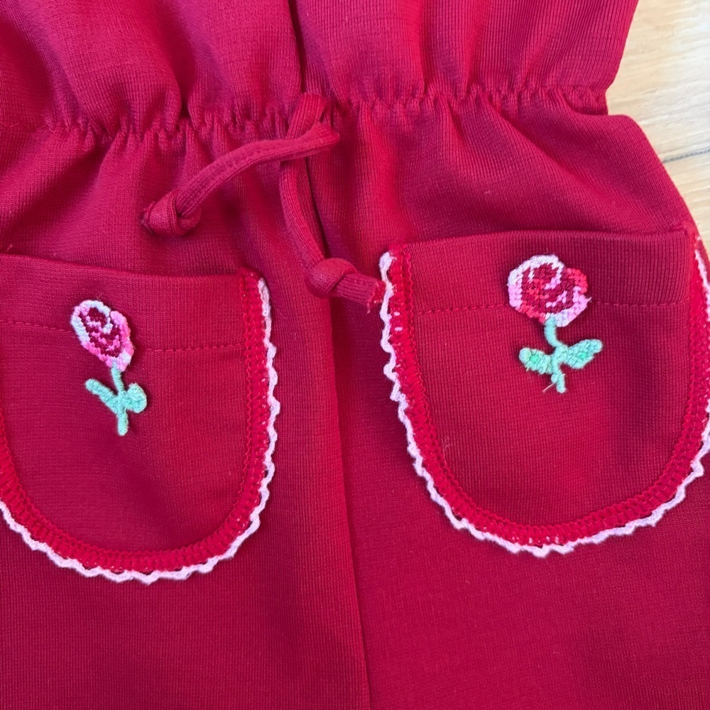 Vintage Carter’s Girls Jumpsuit Romper 4T Red Embroidered 90s *N25 - Picture 3 of 4